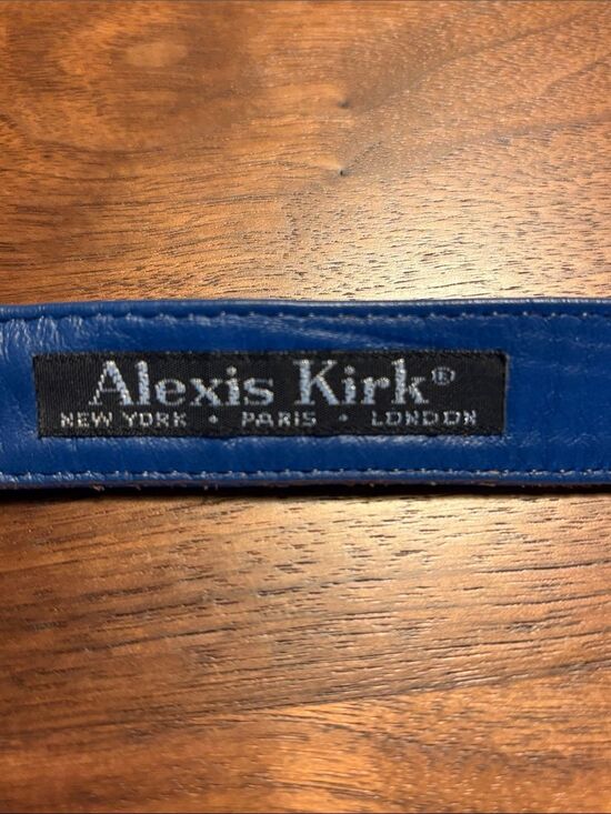 Vintage Alexis Kirk Blue Statement Belt with Round Gold and Blue Swirl Buckle main image 5